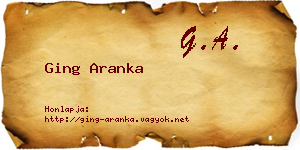 Ging Aranka névjegykártya